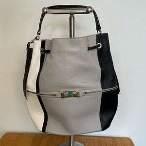 Furla Viva Tricolor Bucket Bag Black, White and Gray